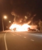 Ехавший из Краснодара в Ставрополь автобус попал в ДТП и загорелся