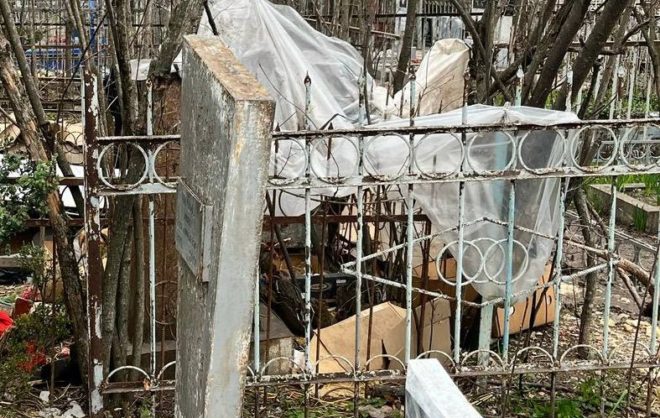 На кладбище в Пятигорске человек сделал на могилах лежанки для бездомных собак